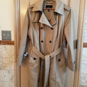 London Fog Beige Double-Breasted Trench Coat with Belt